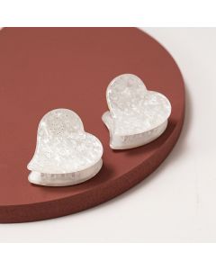 HC1287 Mini Hair Claws Pair Heart White