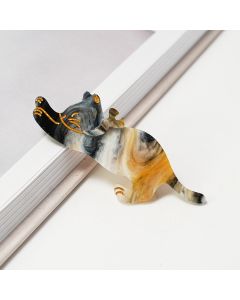 HC1318 Jumping Cat Grey Hair Clip