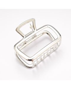 HC1445 Rectangle Silver Steel Hair Claw Clip