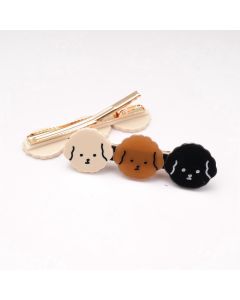 HC1518 Dog Faces Hair Clip Cream/Coffee