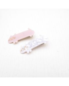 HD1003 Cat White Pink Twin Hair Clips