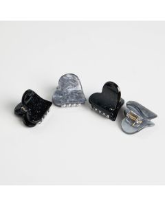 HD1064 Hearts Grey Black Clips Pack Of 4