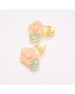 HD1111 Flower Hair Clips Twin Pack Yellow