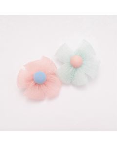 HD1125 Flower Pink Mint Hair Clips Pack Of Two 
