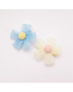 HD1126 Flower Blue Cream Hair Clips Pack Of Two 