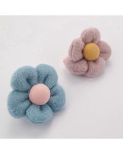 HD1129 Flower Lilac Blue Hair Clips Pack Of Two 