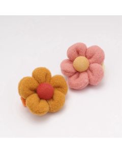 HD1130 Flower Mustard Pink Hair Clips Pack Of Two 