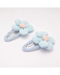 HD1131 Flower Hair Clips Twin Pack Blue