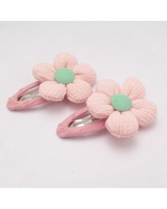 HD1134 Flower Hair Clips Twin Pack Pink