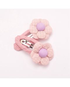 HD1136 Flower Hair Clips Twin Pack Pink