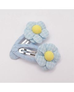 HD1137 Flower Hair Clips Twin Pack Blue