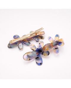 HD1141 Flowers Hair Clips Twin Pack Blue
