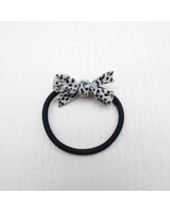 HE1008 Bow White Black Elastic Hair Tie