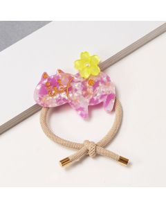 HE1010 Cat Flower Purple Elastic Hair Tie