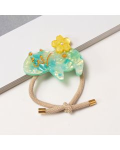 HE1011 Cat Flower Turquoise Hair Tie
