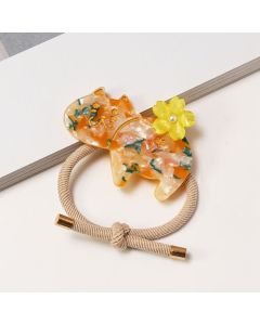 HE1012 Cat Flower Orange Elastic Hair Tie