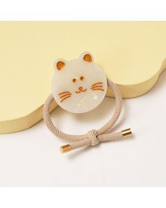 HE1021 Cat Face White Elastic Hair Tie