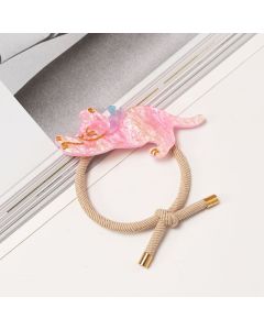 HE1026 Jumping Cat Pink Elastic Hair Tie