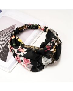 HF1020 Leopard Flower Black Headband