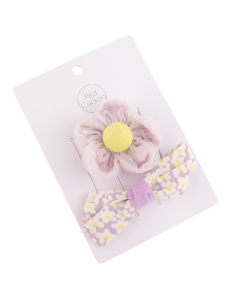 HH0110 Flower Bow Hair Clips Pack Purple