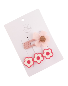 HH0113 Flowers Hair Clips Pack Pink