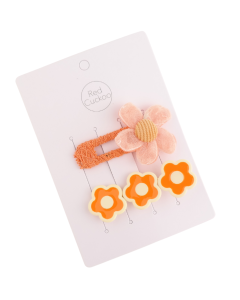 HH0114 Flowers Hair Clips Pack Orange