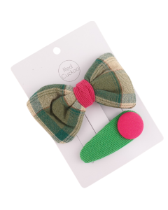 HH0115 Bow Hair Clips Pack Green
