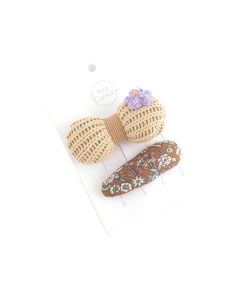 HH0116 Bow Hair Clips Pack Cream