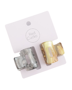 HH0167 Mini Hair Claw Clips Twin Pack Grey Green