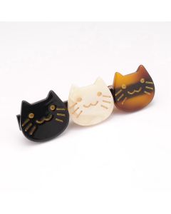 HH0215 Cat Faces Hair Clip Brown Mix