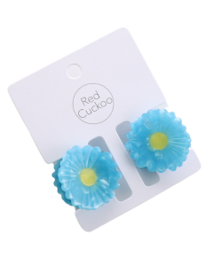 HH0761 Blue Flower Hair Claw Clip Twin Pack