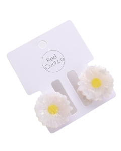 HH0763 White Flower Hair Claw Clip Twin Pack
