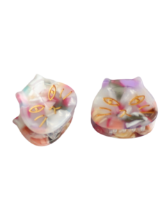 HH0778 Mini Hair Claws Pair Cat Face Multi