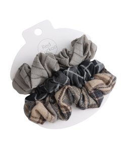 HH0824 Checks Scrunchies Pack Of 3 Grey Green