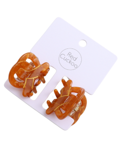 HH1276 Mini Pretzel Hair Claw Clips Twin Pack
