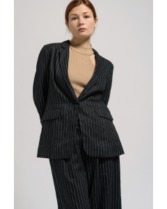 Black Stripes Linen Jacket